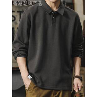 TWG长袖polo衫男士高级感纯色打底衫t恤宽松大码潮流休闲翻领卫衣