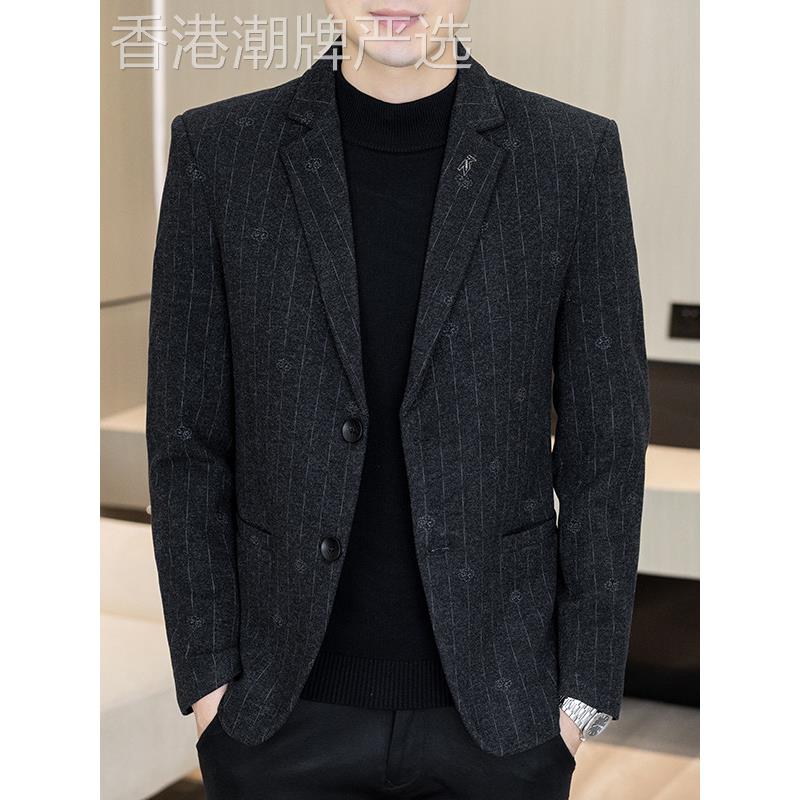 潮牌男士西服高级感春秋季新款潮流休闲男装外套气质百搭修身西装