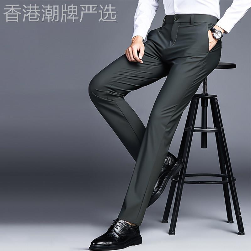 意大利高端2025春秋款休闲裤男士修身商务弹力裤子免熨烫抗皱西裤