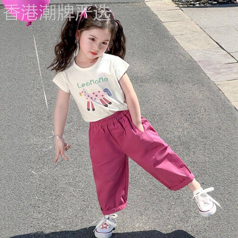 Next Alice女童卡通短袖T恤夏季套装2026新款儿童休闲薄款两件套