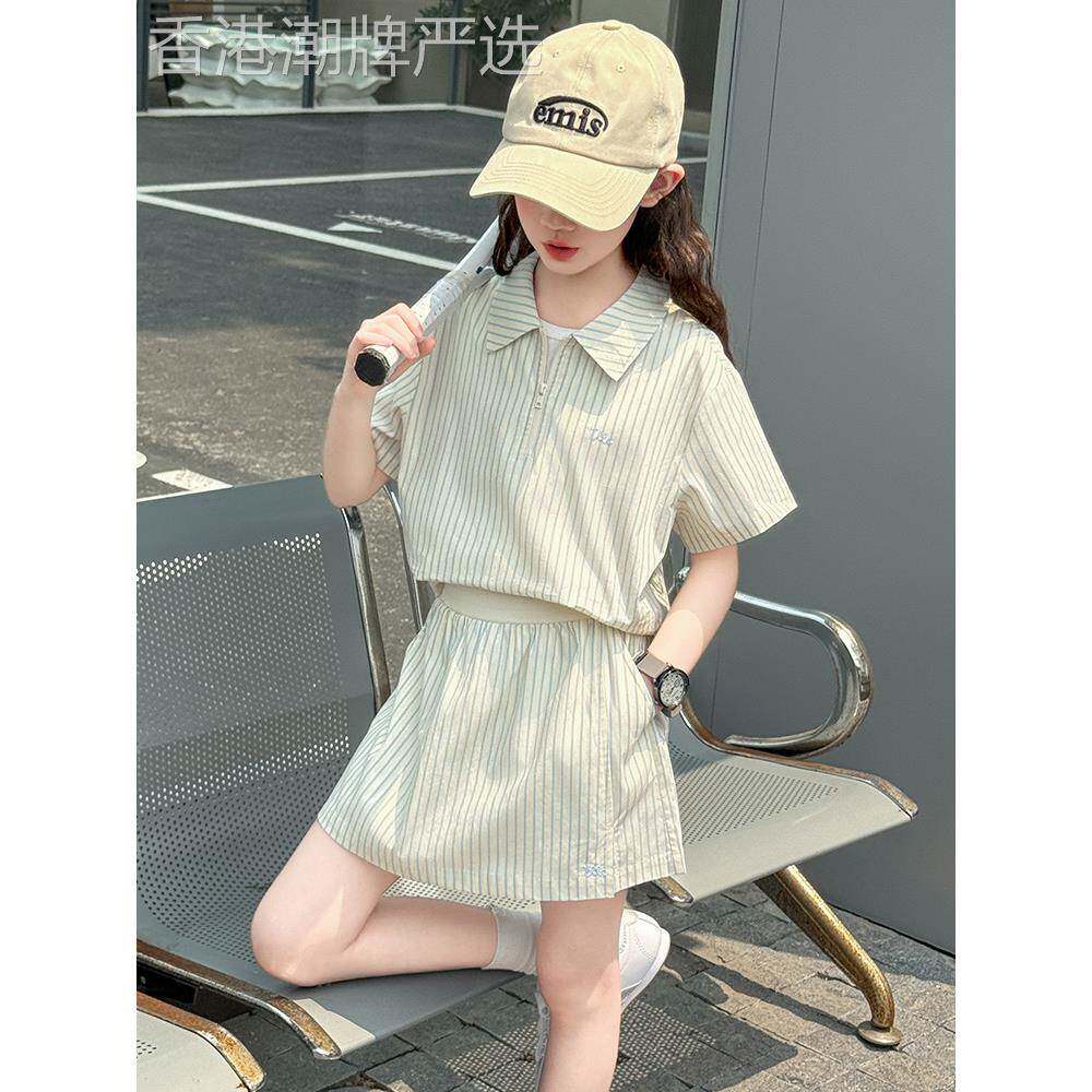 英国Nextkiss女童网球运动套装夏装2025新款大童女孩短袖儿童裙裤