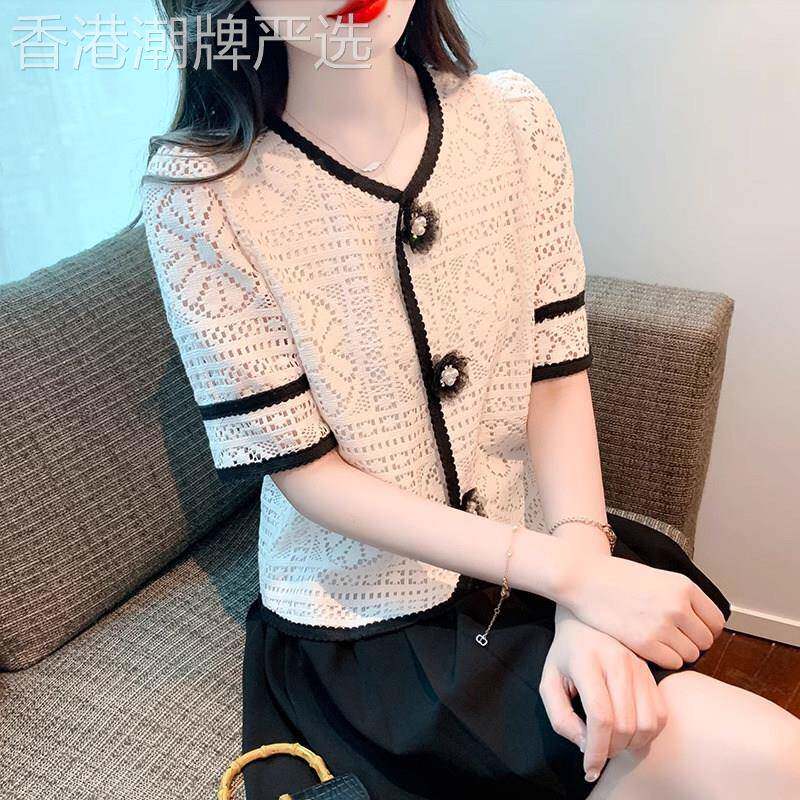 小香风雪纺衬衫女士短袖夏季薄款2026新款设计感小众半袖T恤上衣