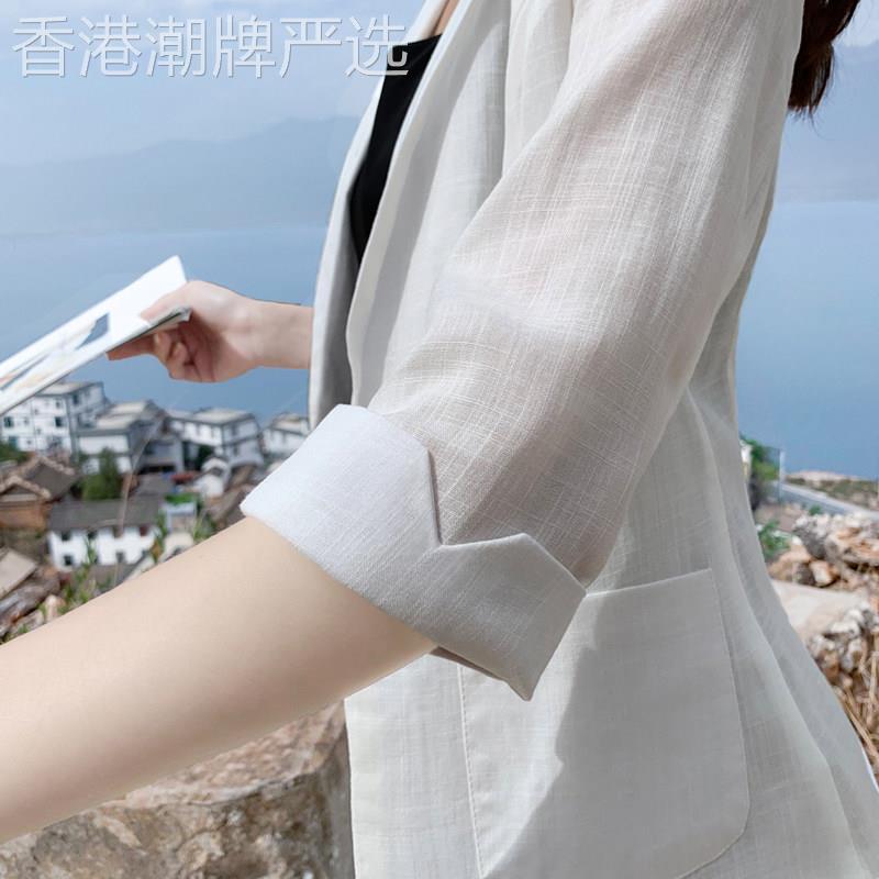 休闲小西装外套女夏季新款宽松薄款小个子女士高端七分袖西服上衣