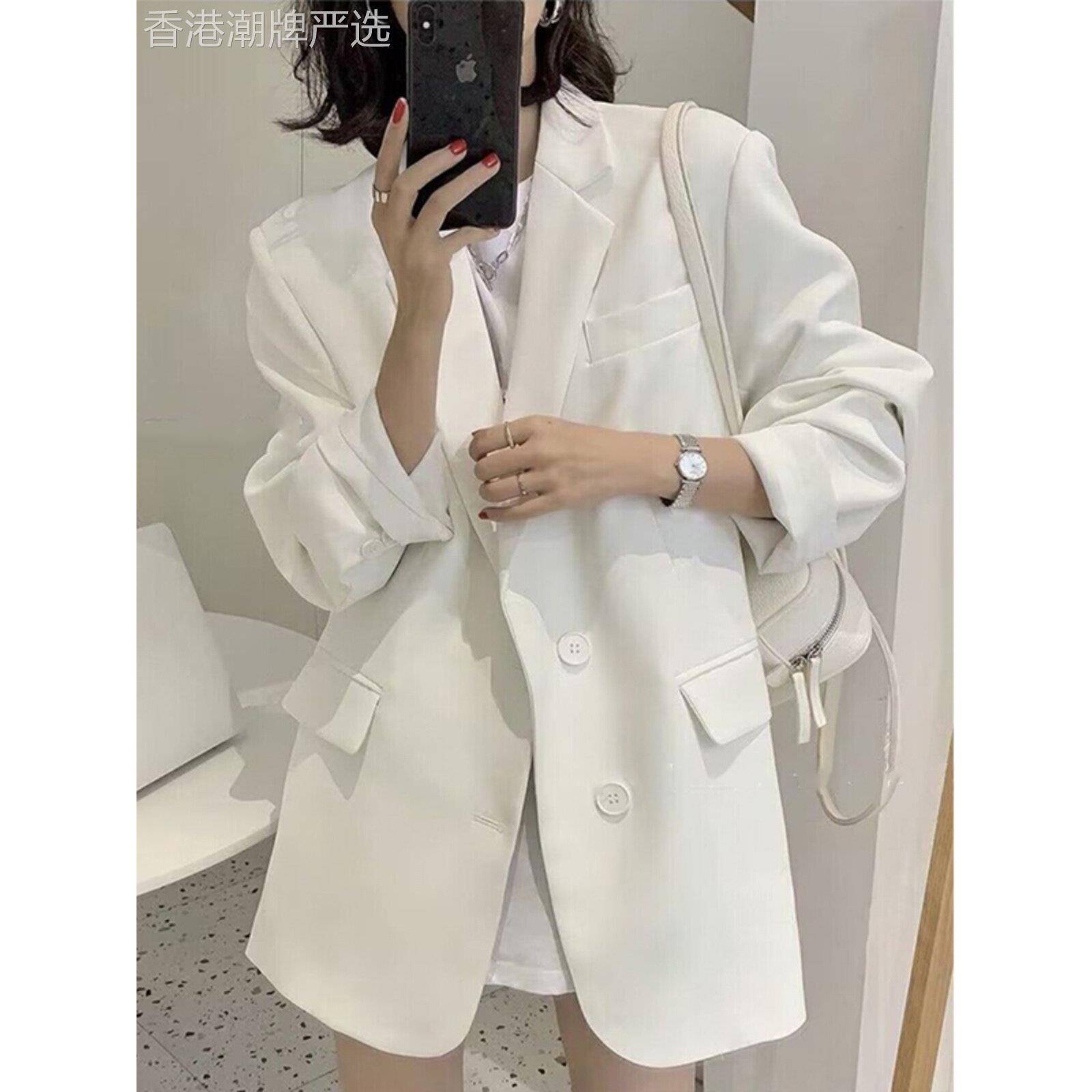 白色西装外套女春秋新款高级感小个子宽松显瘦韩版休闲小西服上衣
