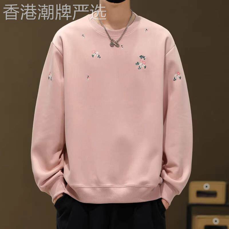 ZaSaFran~高级设计感时尚刺绣卫衣男春秋季潮牌休闲帅气长袖T恤潮