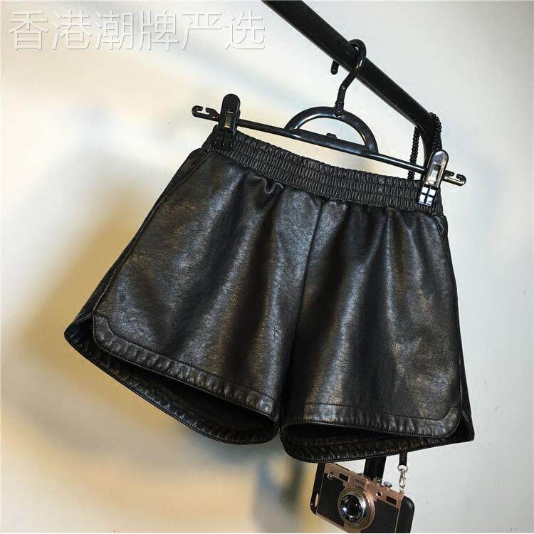 大码真皮加绒加厚短裤女秋冬 2025新款韩版阔腿裤外穿靴裤潮A字潮