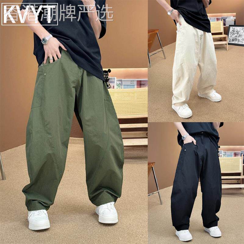 潮牌弯刀裤男士夏季新款潮流百搭直筒裤男款简约阔腿休闲长裤子薄