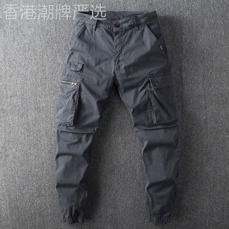 工装裤男轻薄复古休闲裤多袋束腿2025新款春秋修身长裤跑裤高端潮