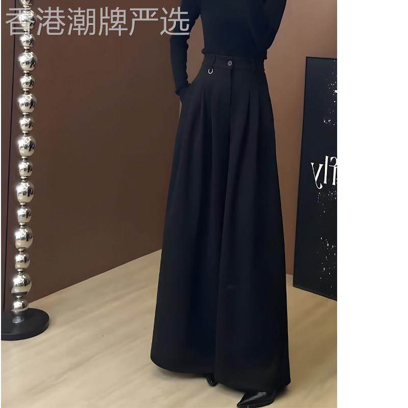 黑色西装阔腿裤女2025冬季新款韩版通勤风高腰显瘦百搭休闲西装裤
