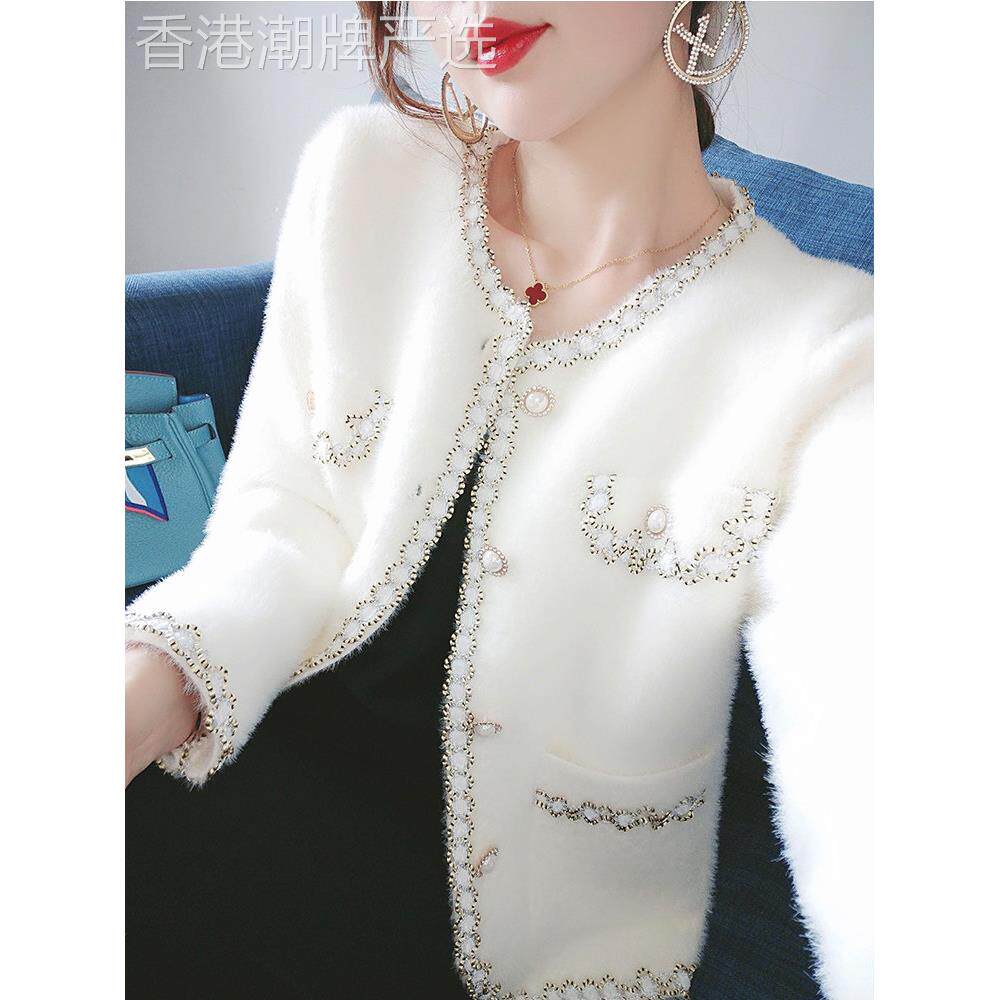 花呢风格的女士服装,春季和秋季2025新的高端短款式小彷貂皮天鹅