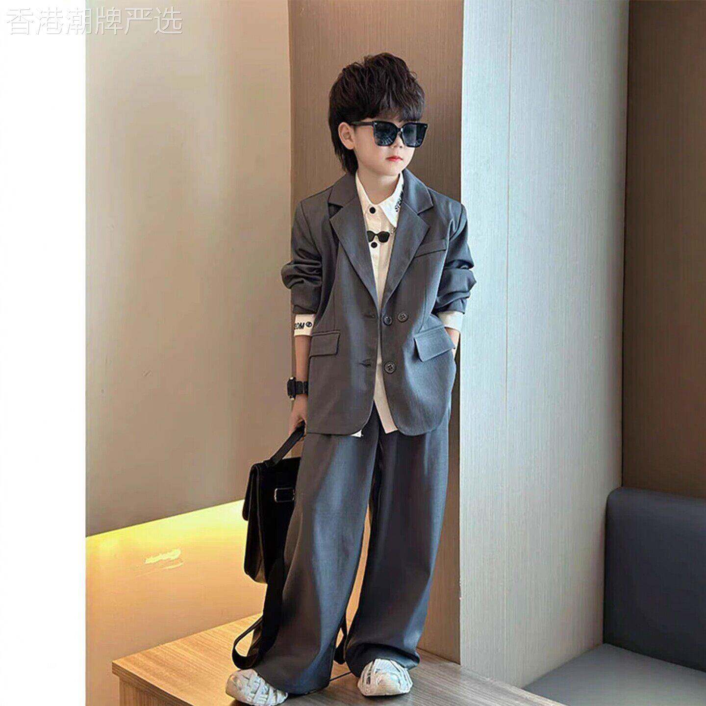 韩国Uamtor男童西服套装春秋2026新款中大童韩版时尚外出西装礼服