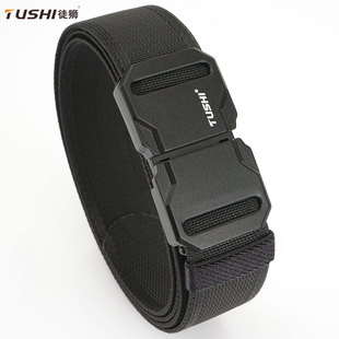 徒狮户外男尼龙窄款 弹力皮带 直穿合金快拆磁力扣战术腰带商务工装