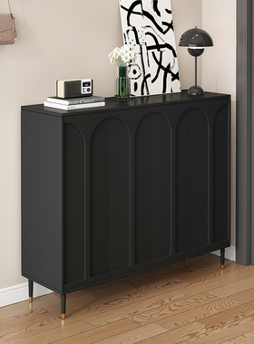 实木入户鞋柜家用门口室内大容量多层超大储物柜黑色鞋柜鞋架子