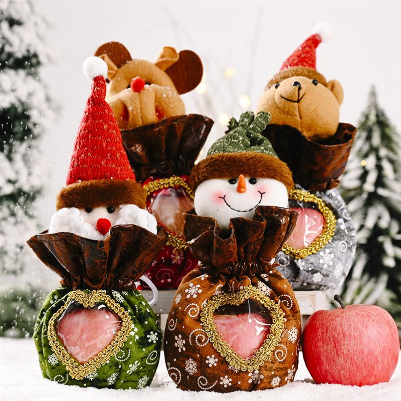 圣诞节饰品老人雪人麋鹿礼品袋 平安夜包装礼物布袋子