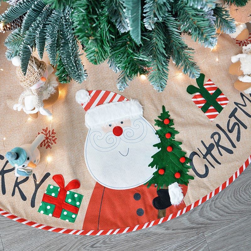 立体花边毛绒圣诞老人棉麻雪人大号橱窗圣诞树底围裙摆圣诞装饰品