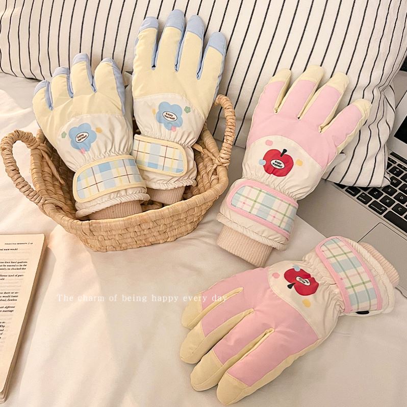 新款滑雪手套女士冬季骑行加绒加厚防寒防水可爱学生触屏棉手套男