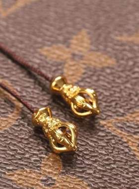 意大利8K工艺金刚杵弟子珠吊坠金刚星月猴头百香金属金色文玩配饰