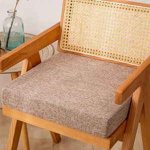新款亚麻坐垫实木沙发垫高密度海绵垫办公室椅子换鞋凳厚垫