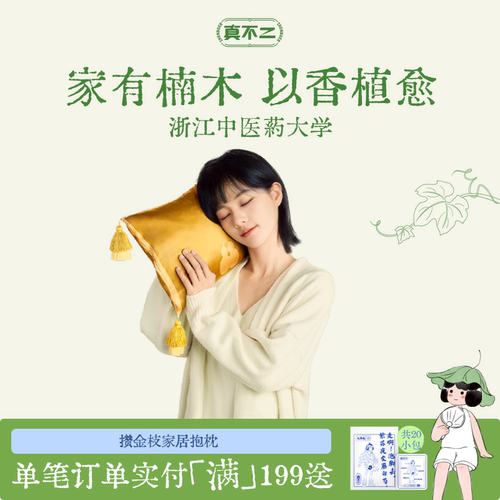 真不二攒金枝抱枕居家枕头家用香养生腰靠靠背办公