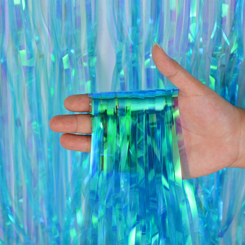 糖果炫彩生日背景墙彩带游乐场户外吊顶天幕流苏七彩透明雨丝帘