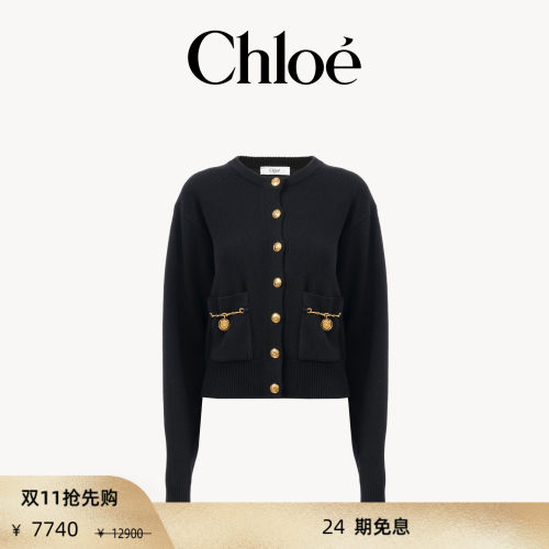 【双11抢先购】Chloe蔻依 2026新品羊毛羊绒针织小马徽章开衫