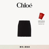 全款 预定 Chloe蔻依26春季 新款 柔软骑兵棉荷叶边迷你裙