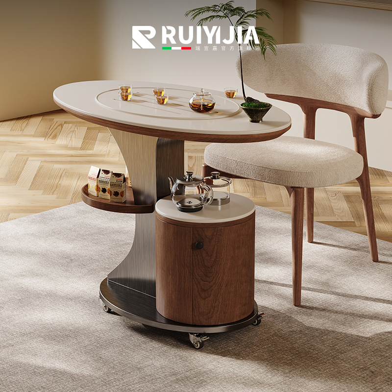 现代茶几移动茶台旋转泡茶桌