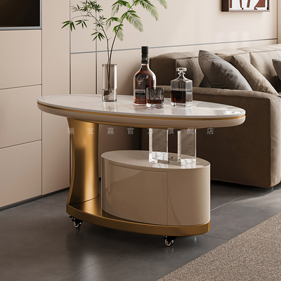 意式岩板沙发边几小户型茶几轻奢高级感客厅移动小推车2025带轮子