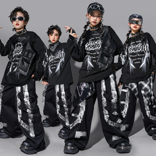 儿童hiphop街舞演出服男童嘻哈马甲套装少儿架子鼓表演服装男孩潮