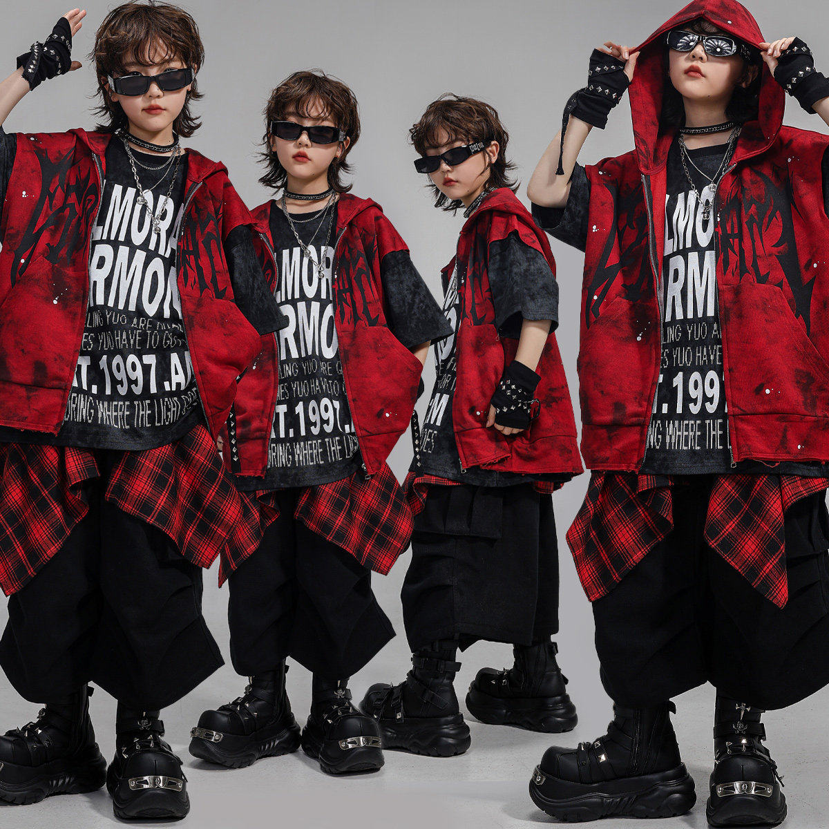 儿童街舞套装酷帅迷彩红马甲帽衫新款男童嘻哈潮服酷帅爵士演出服,童装/婴儿装/亲子装,儿童演出服,淘宝优惠券,粉丝福利购,淘宝优惠卷