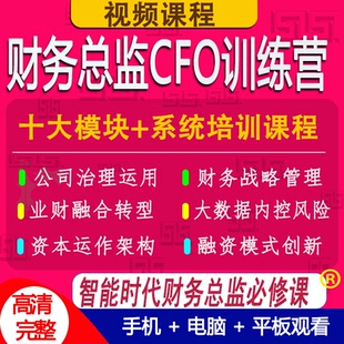 企业财务总监CFO必修视频公司经营战略业财融合资本运作管理课程