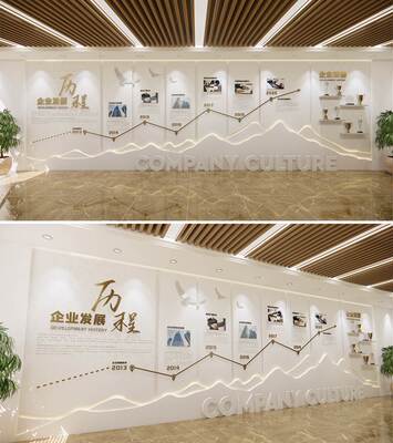山峰攀登公司简介照片墙前台形象墙发展历程企业文化墙设计AI模板