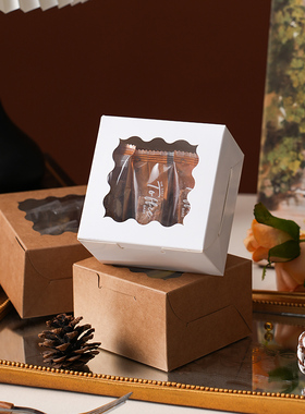 牛皮白色透明小开窗蛋糕盒饼干包装盒马芬盒西点盒子雪花酥烘焙