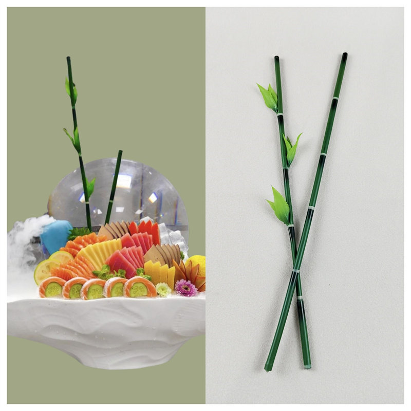 刺身摆盘装饰仿真花草小竹子