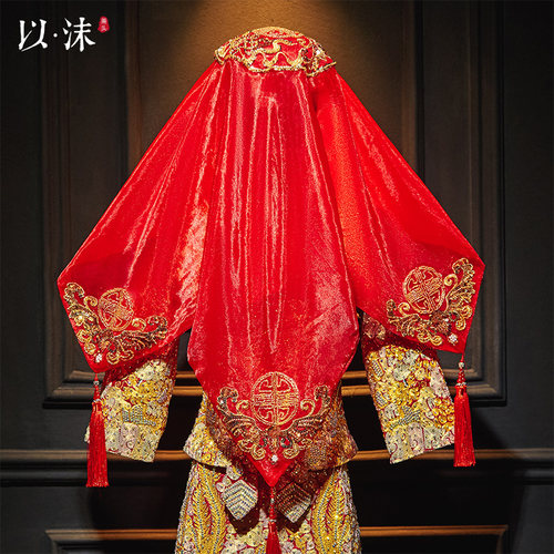 红盖头舒适透气网纱半透明结婚
