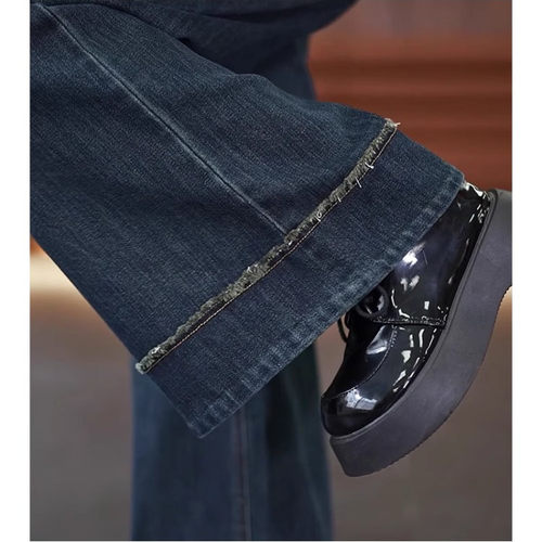 2025加绒高腰小个子宽松牛仔裤