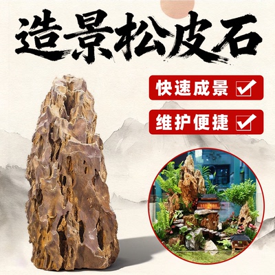 天然松皮石鱼缸盆景微景观造景石