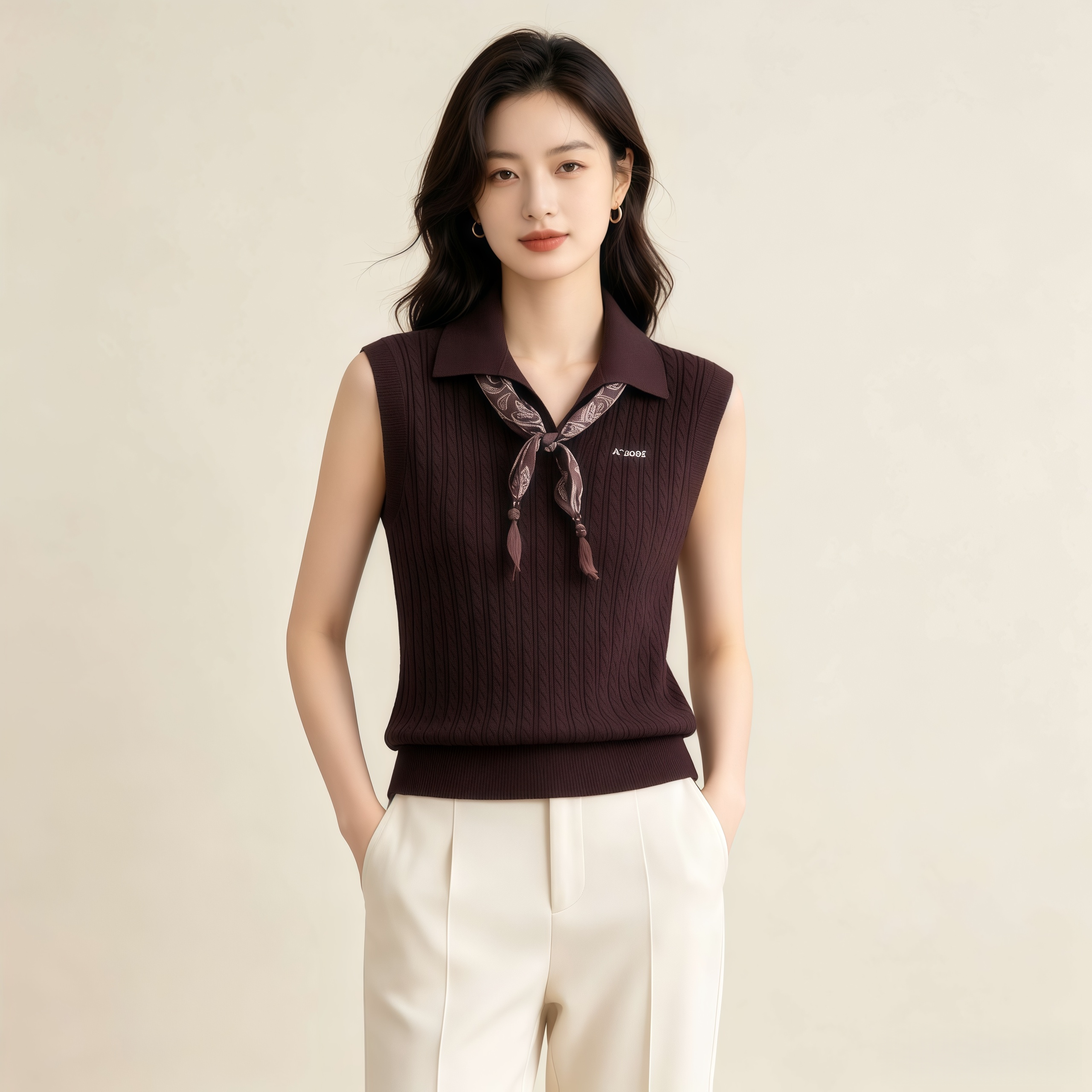 艾诺丝服饰正品女装2026夏季新款休闲短款无袖背心针织衫BR802204
