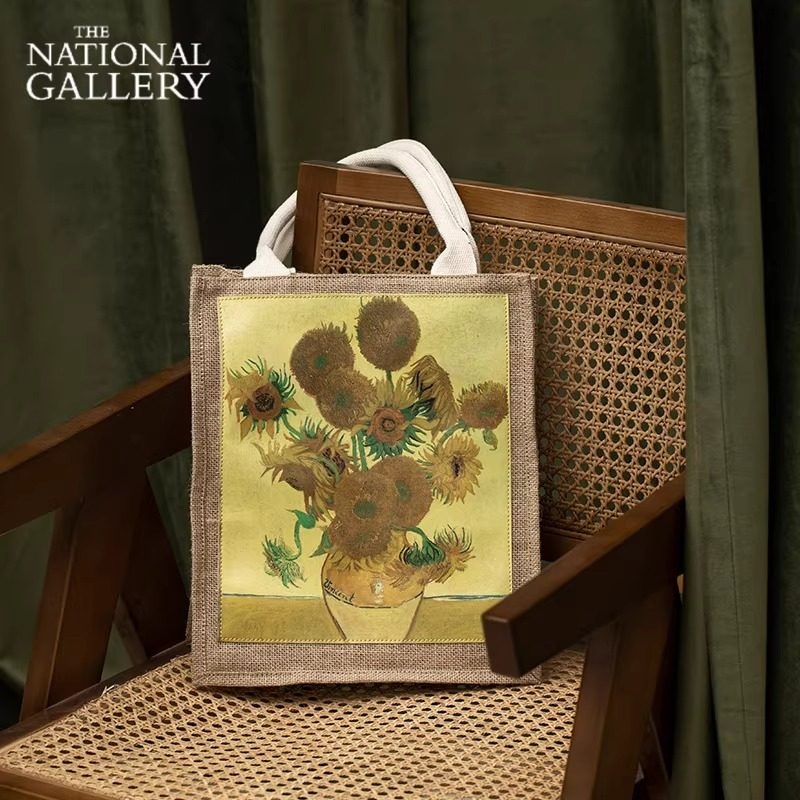 英国国家美术馆梵高向日葵麻布包女士袋单肩包