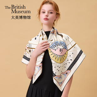 大英博物馆欧洲文化艺术系列日月星辰重磅真丝丝巾桑蚕丝方巾女士