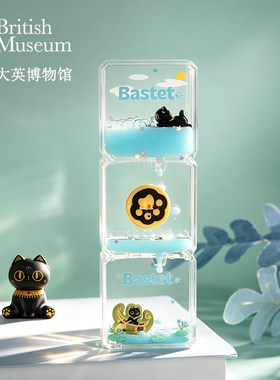 大英博物馆巴斯特系列运动萌猫治愈时光流油沙漏桌面摆件生日礼物