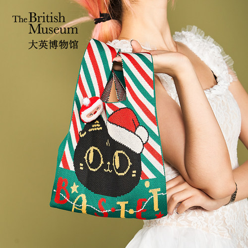 大英博物馆巴斯特圣诞萌猫手拎包