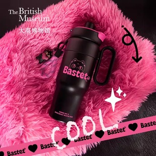 大英博物馆安德森猫粉墨潮酷大容量吸管保温杯送闺蜜生日礼物女生