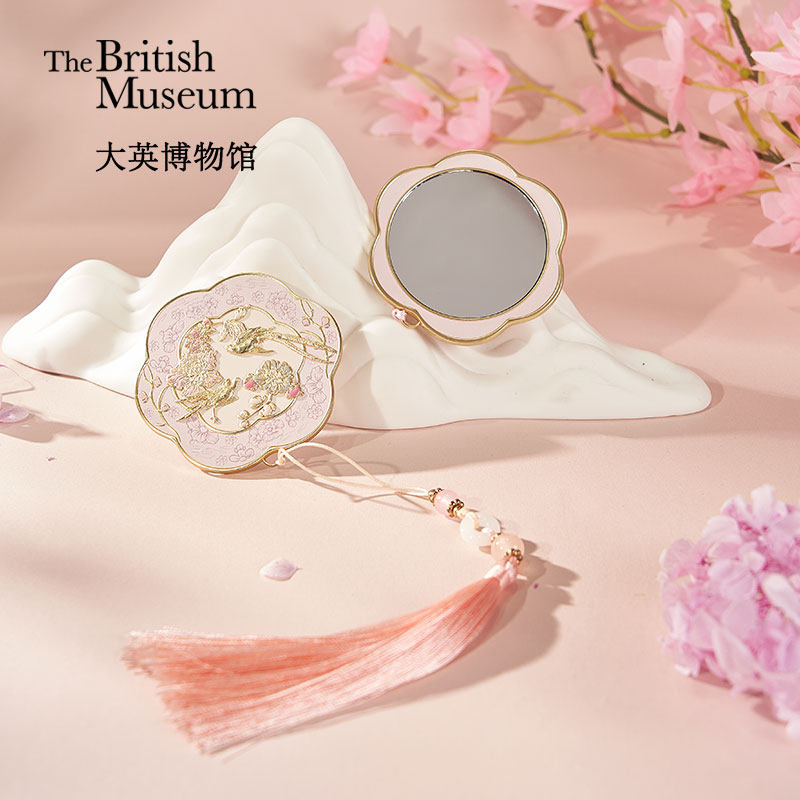 大英博物馆东方梦境系列灵羽芳地手持随身便携金属化妆镜七夕礼物
