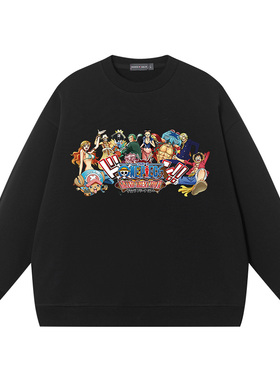 航海贼王路飞索隆娜美眼神卫衣男学生秋冬装加绒动漫印花圆领上衣