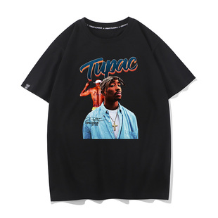 TUPAC SHAKER 2PAC图派克印花短袖T恤宽松欧美高街体恤打底衫