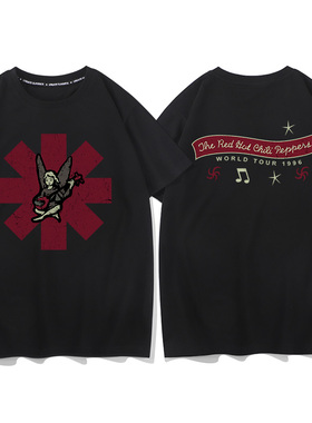 Red hot chilli peppers红辣椒摇滚乐队潮牌短袖T恤vintage半袖男