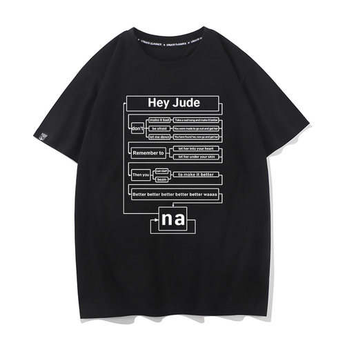 Hey jude嗨朱迪Beatles披头士列侬夏季新款T恤短袖纯棉打底衫