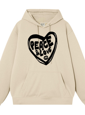 peace and love 反战印花连帽卫衣男衣服街头休闲宽松上衣潮