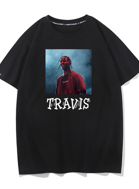 TRAVIS说错美式纯棉短袖T恤男女打底衫白色体桖内搭上衣半袖